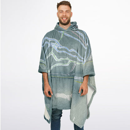 Murray Ridge, British Columbia Ski Resort Map Flannel Blanket Poncho