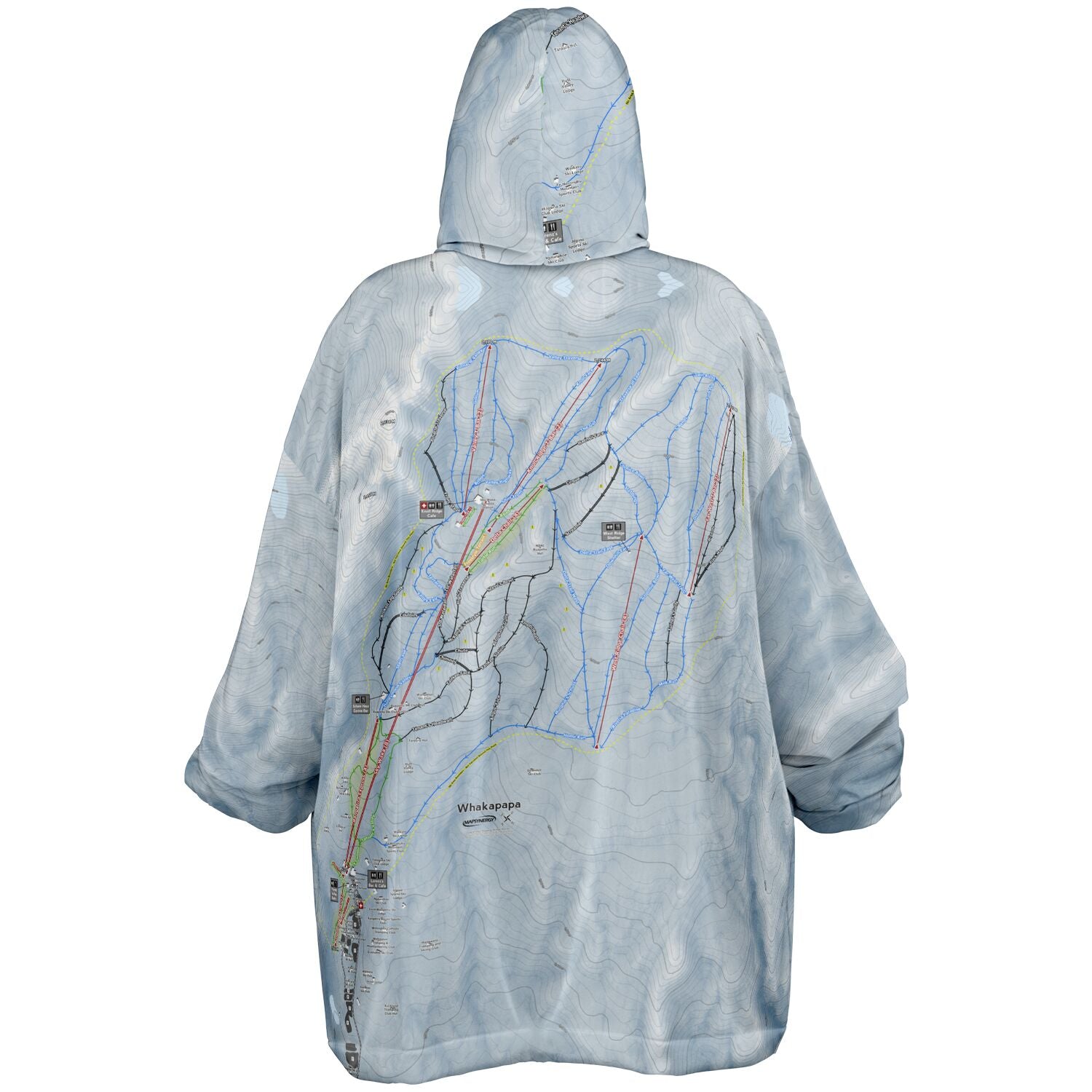 Whakapapa, New Zealand Ski Trail Map - Snug Hoodie