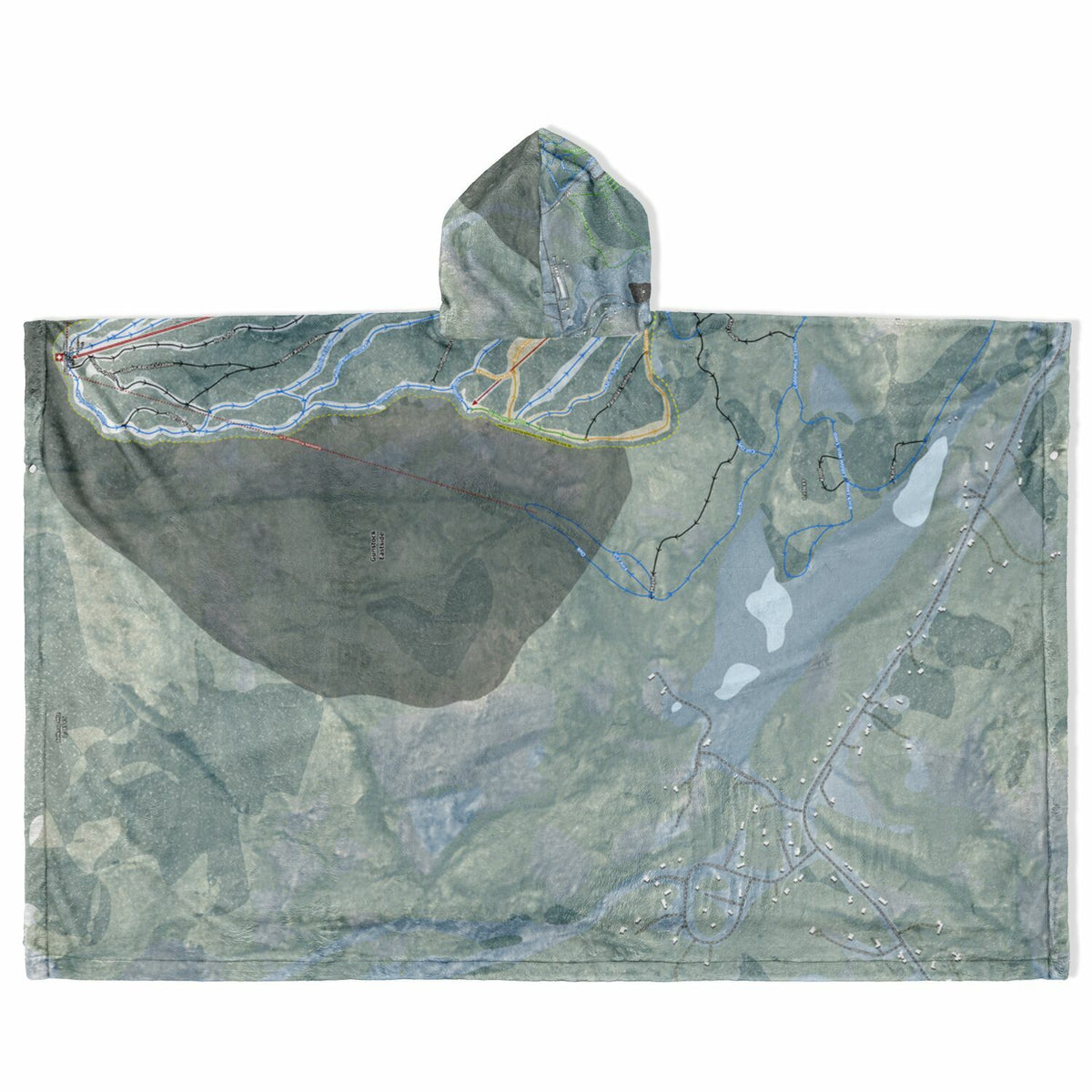 Gunstock Mountain, New Hampshire Ski Resort Map Flannel Blanket Poncho