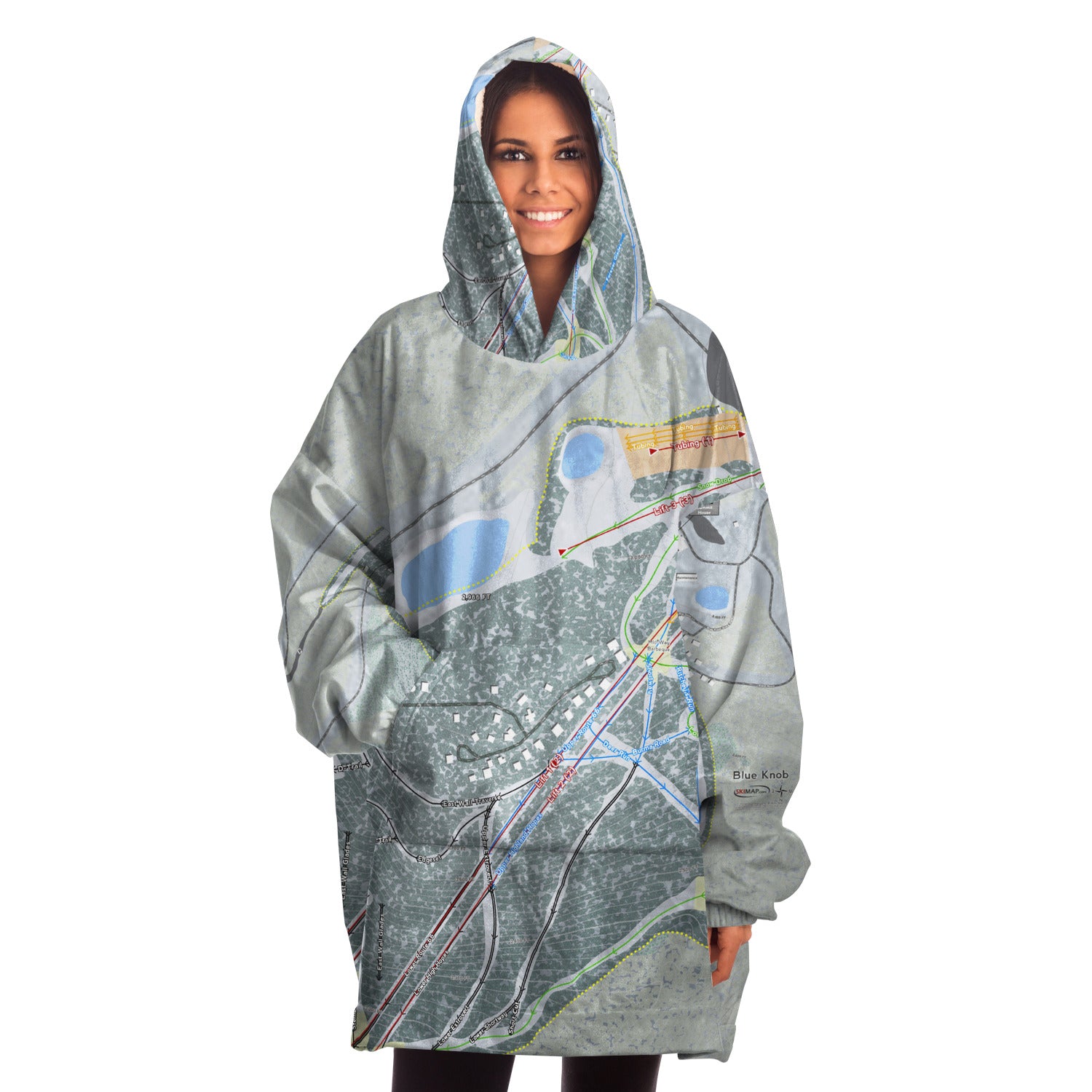 Blue Knob, Pennsylvania Ski Trail Map Snug Hoodie
