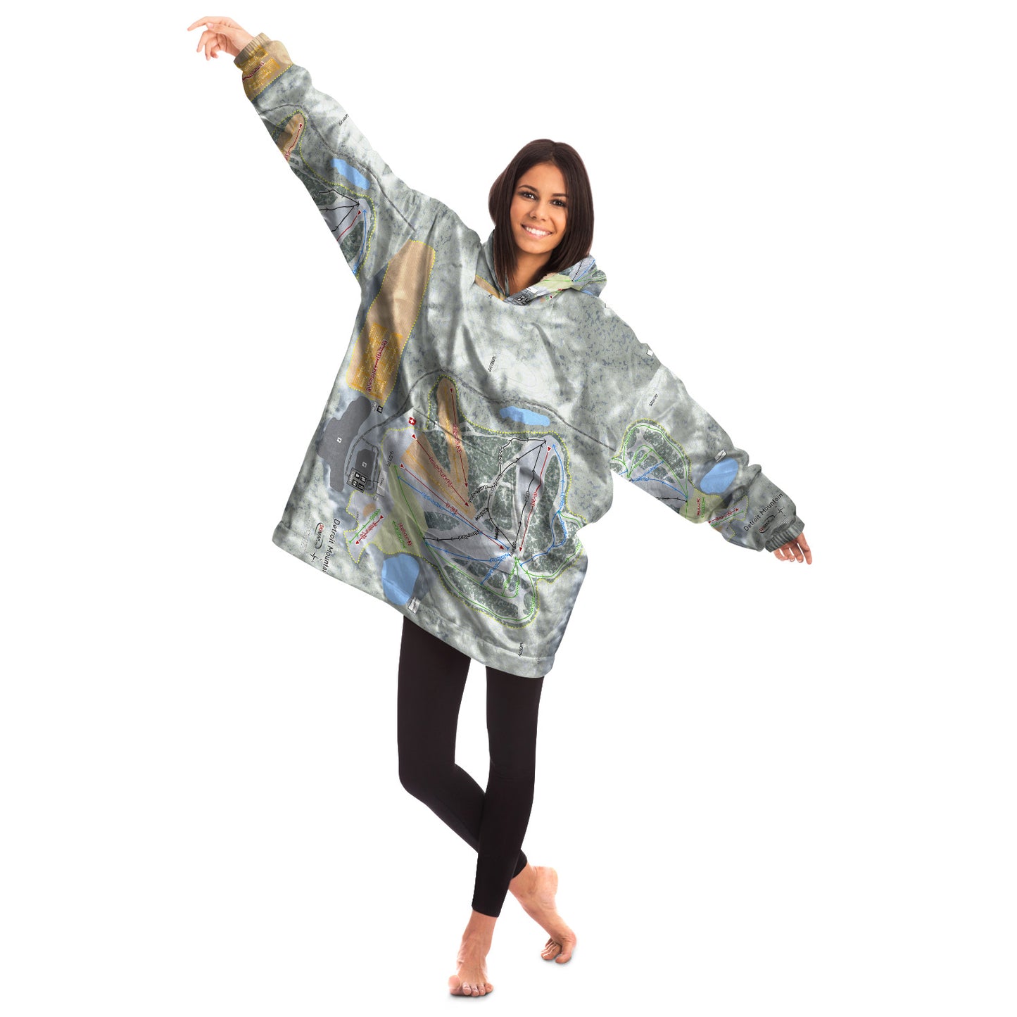 Detroit Mountain, Minnesota Ski Trail Map Snug Hoodie