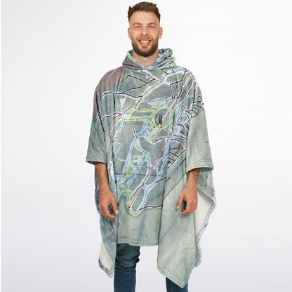 Taos, New Mexico Ski Resort Map Flannel Blanket Poncho