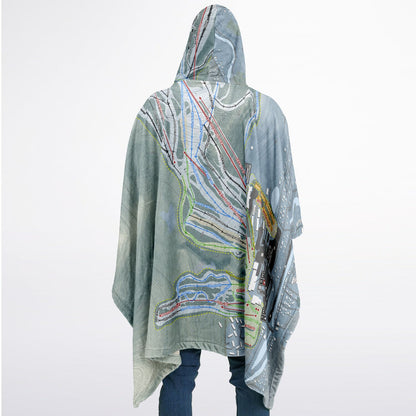 Hunter Mountain, New York Ski Resort Map Flannel Blanket Poncho