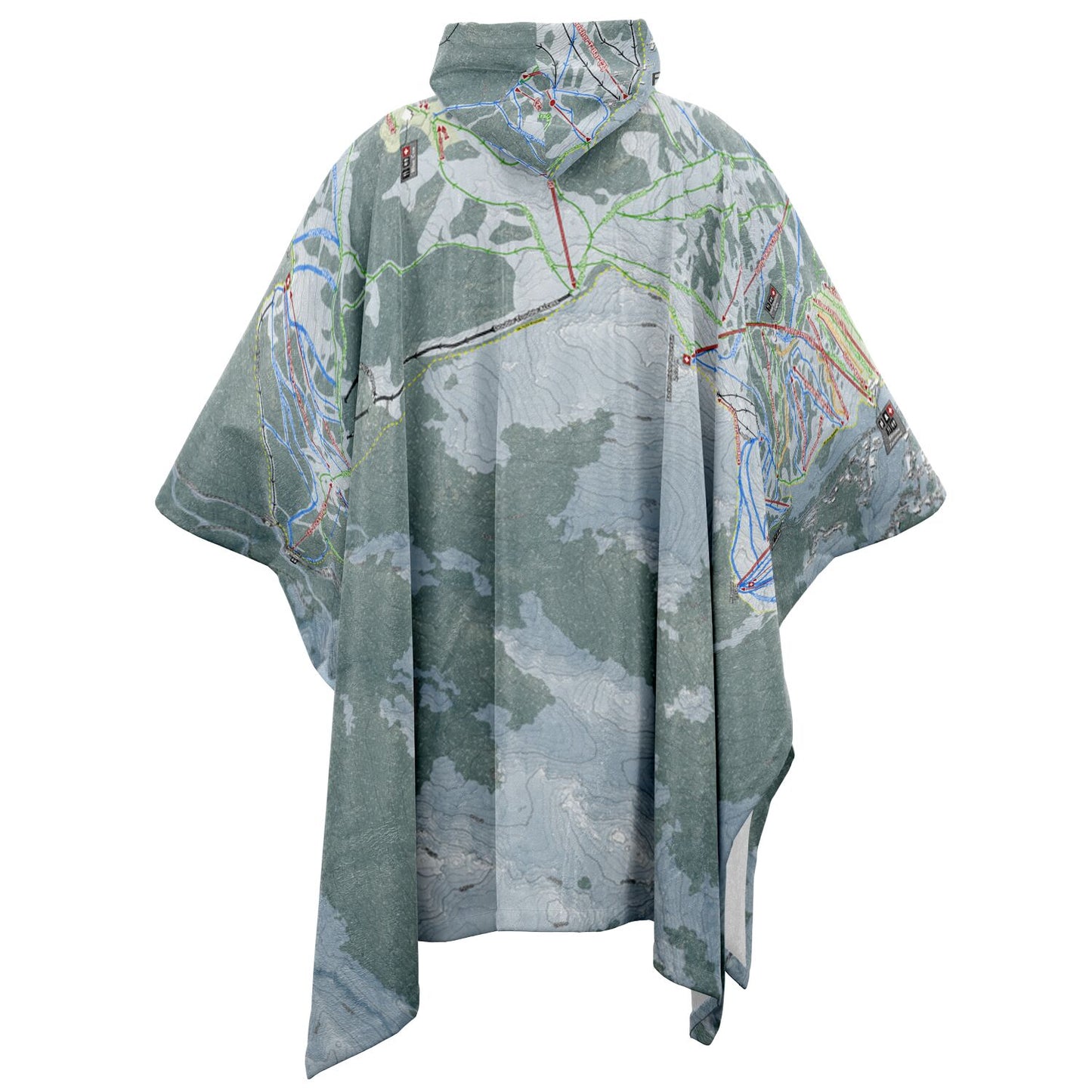 Perisher, Australia Ski Resort Map Flannel Blanket Poncho - Powderaddicts