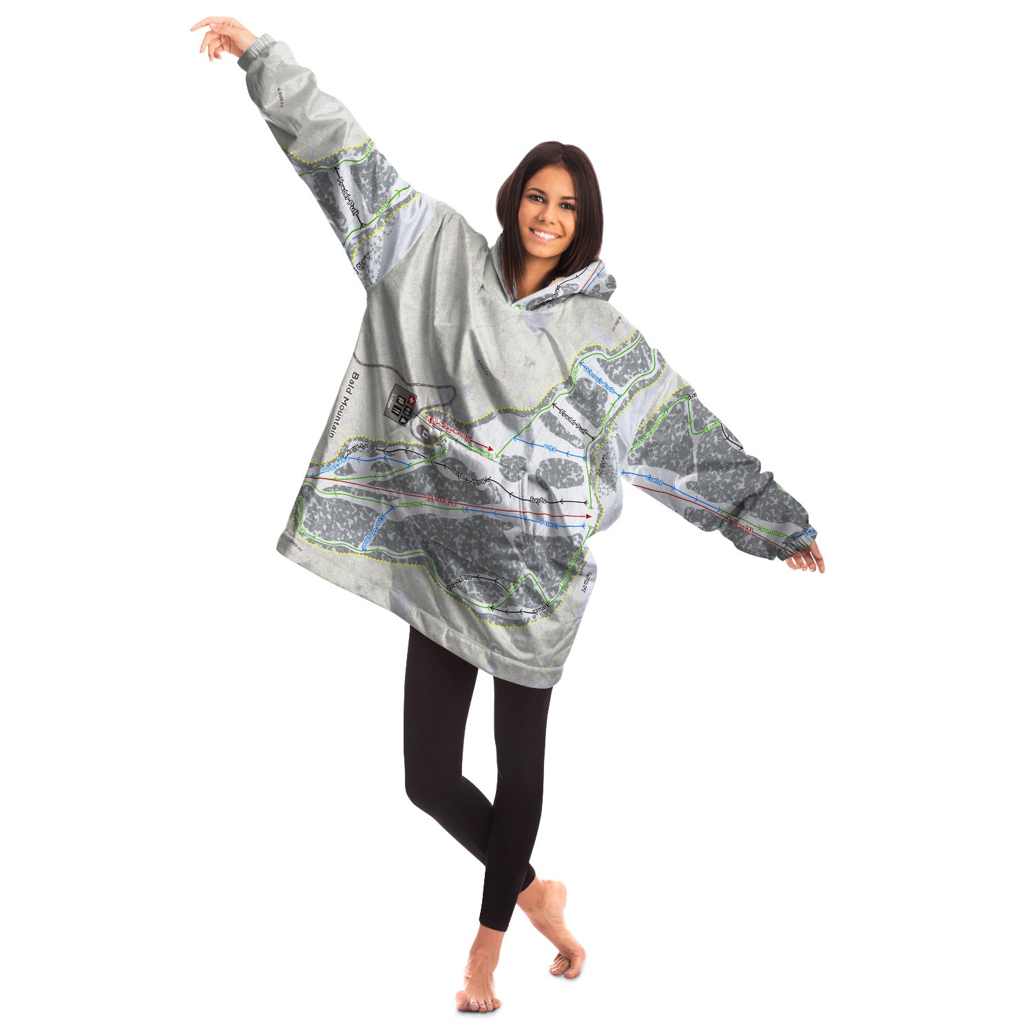 Bald Mountain, Idaho Ski Trail Map Snug Hoodie