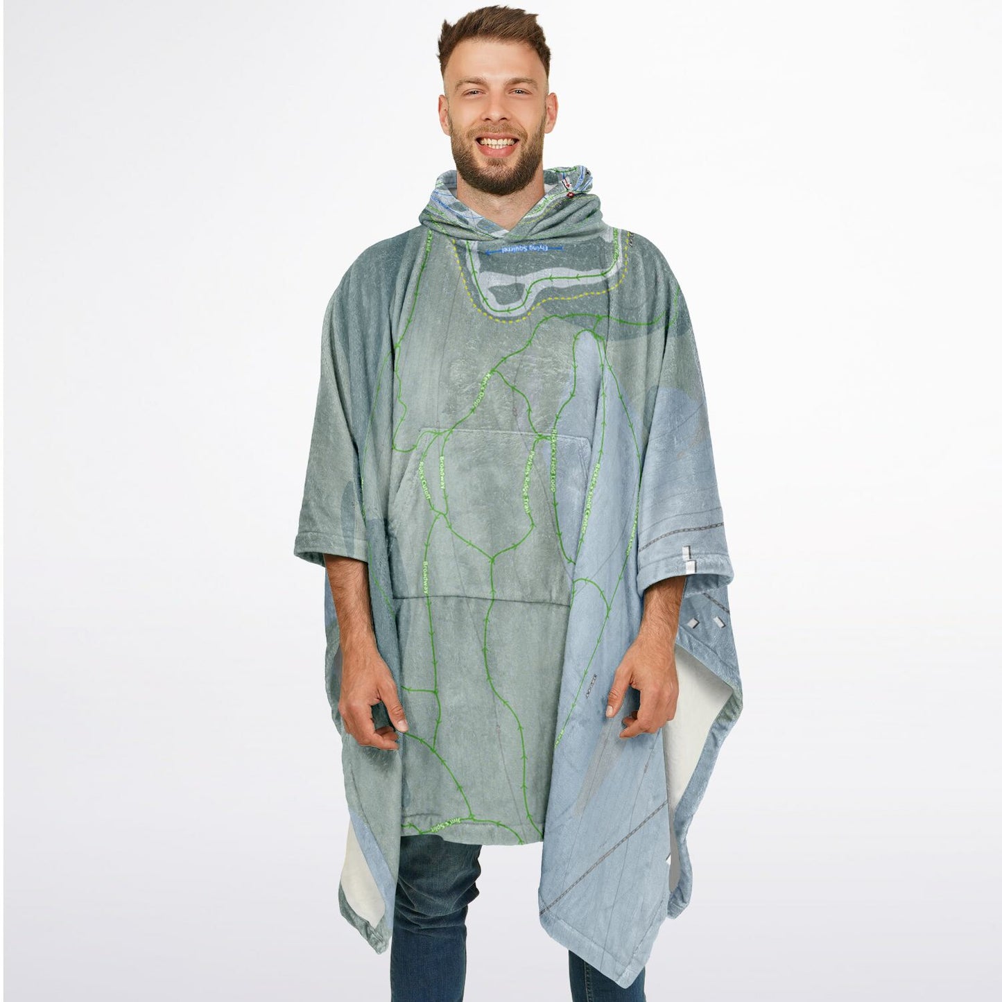 Lost Valley, Maine Ski Resort Map Flannel Blanket Poncho