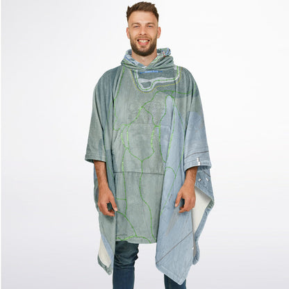 Lost Valley, Maine Ski Resort Map Flannel Blanket Poncho