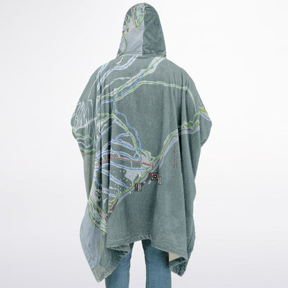 Hudson Bay Mountain, British Columbia Ski Resort Map Flannel Blanket Poncho