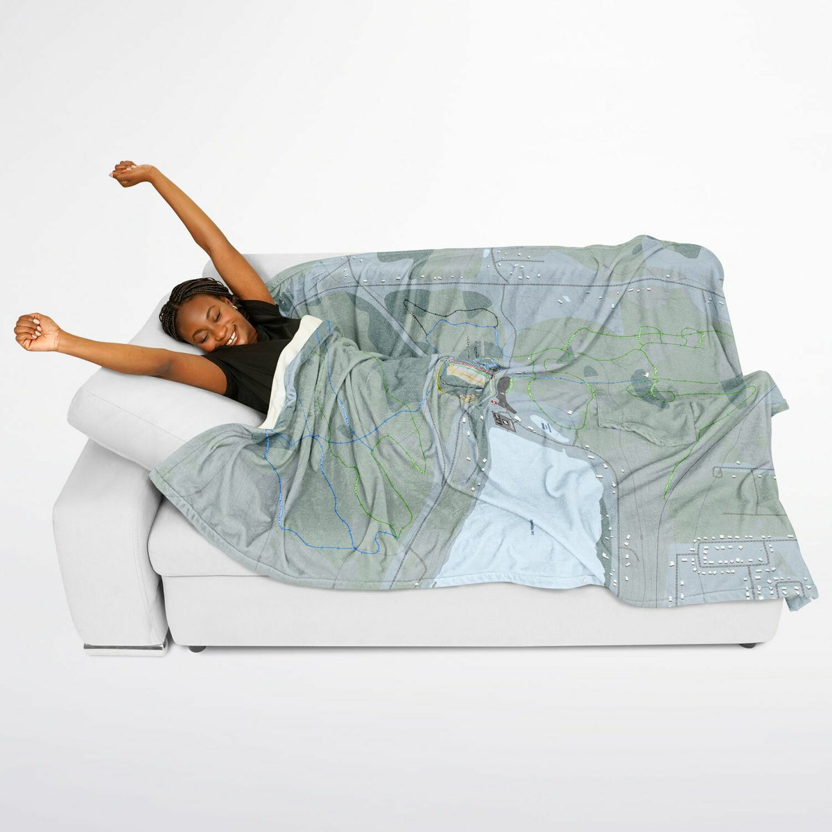 Baie des Sables, Quebec Ski Resort Map Flannel Blanket Poncho