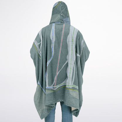 Salmo, British Columbia Ski Resort Map Flannel Blanket Poncho