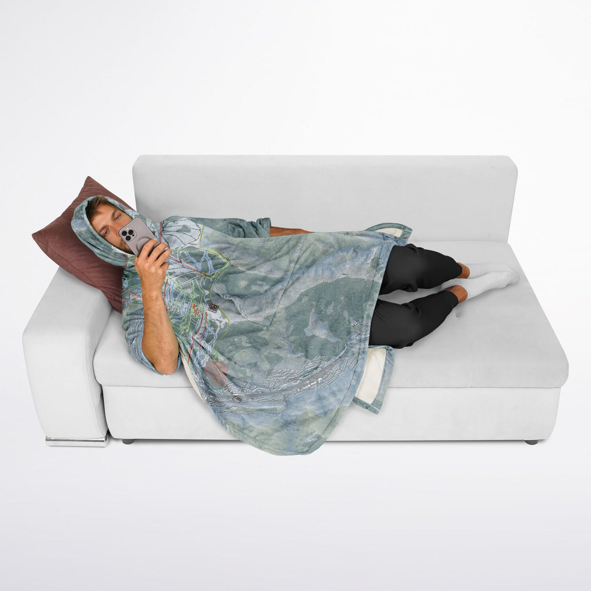 Vail, Colorado Ski Resort Map Flannel Blanket Poncho