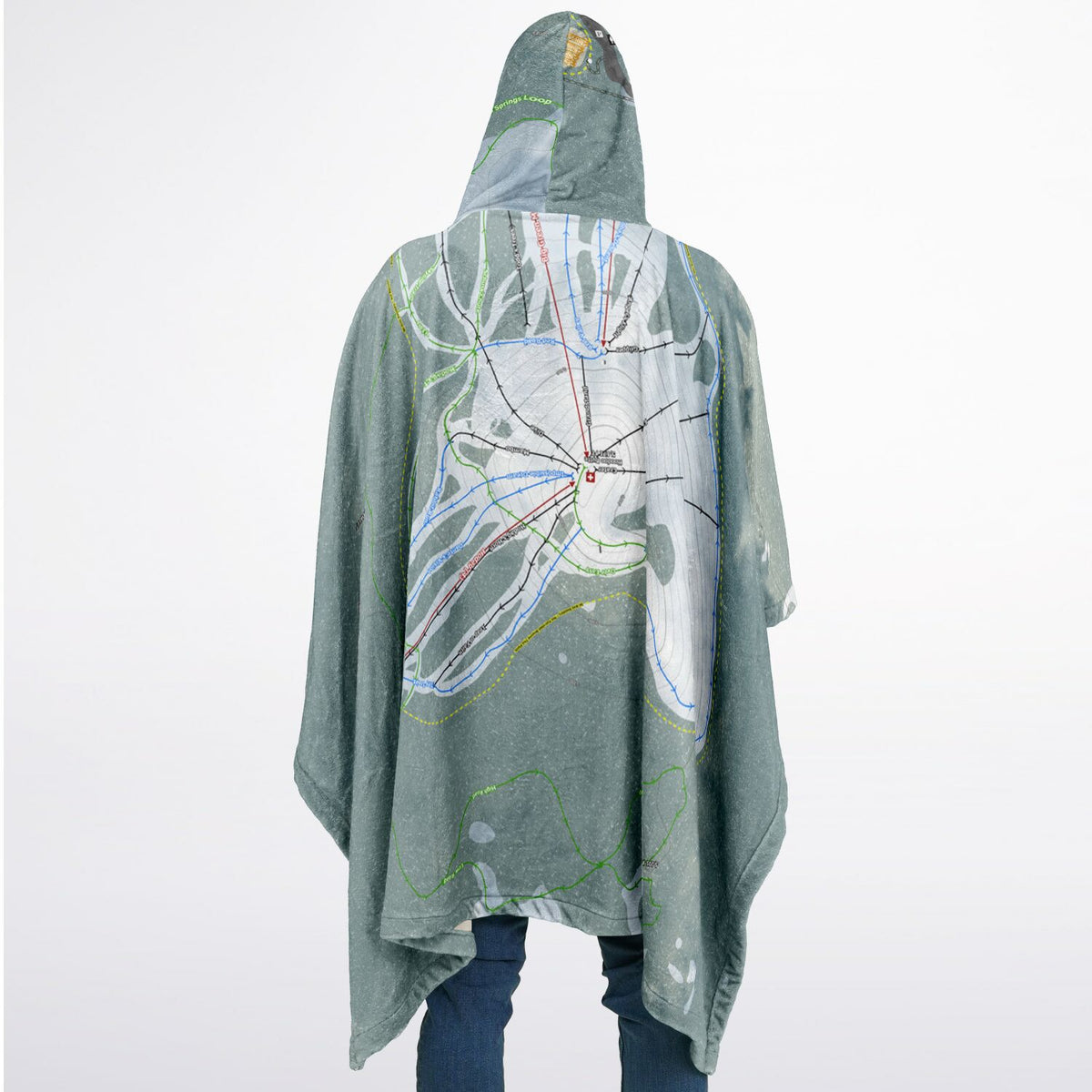 Hoodoo, Oregon Ski Resort Map Flannel Blanket Poncho