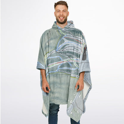 Buffalo Ski Center, New York Ski Resort Map Flannel Blanket Poncho