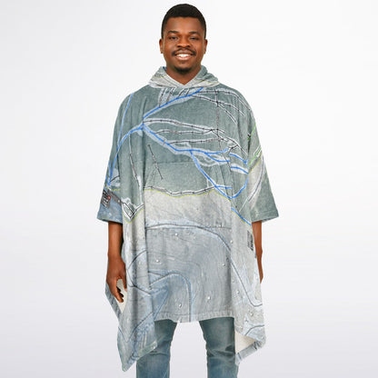 Moose Mountain, Alaska Ski Resort Map Flannel Blanket Poncho