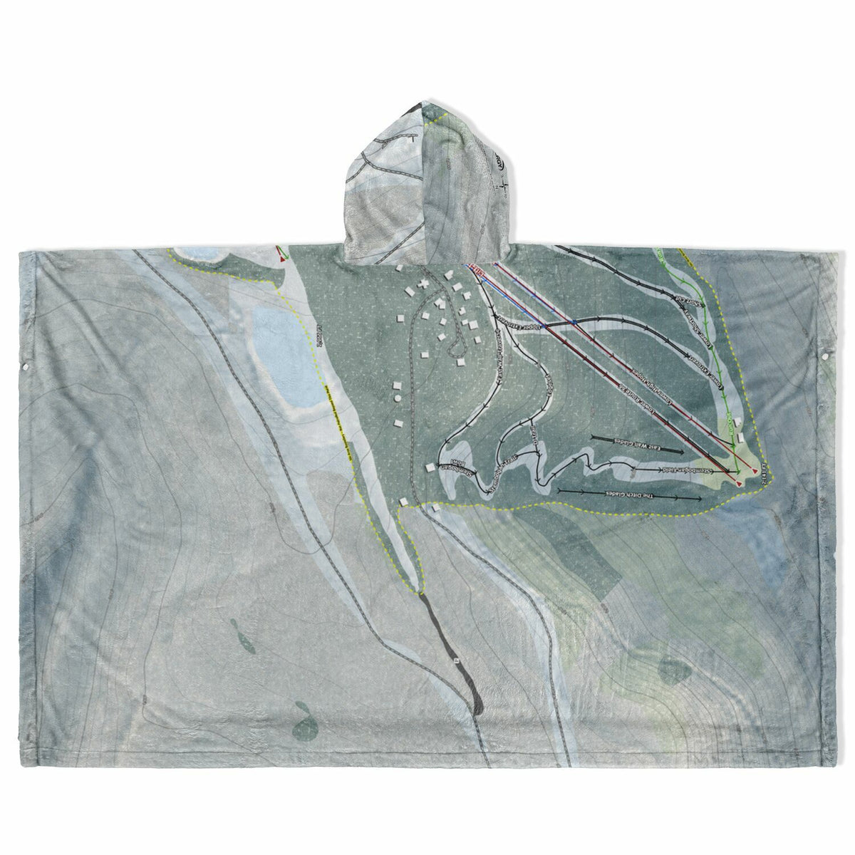 Blue Knob, Pennsylvania Ski Resort Map Flannel Blanket Poncho