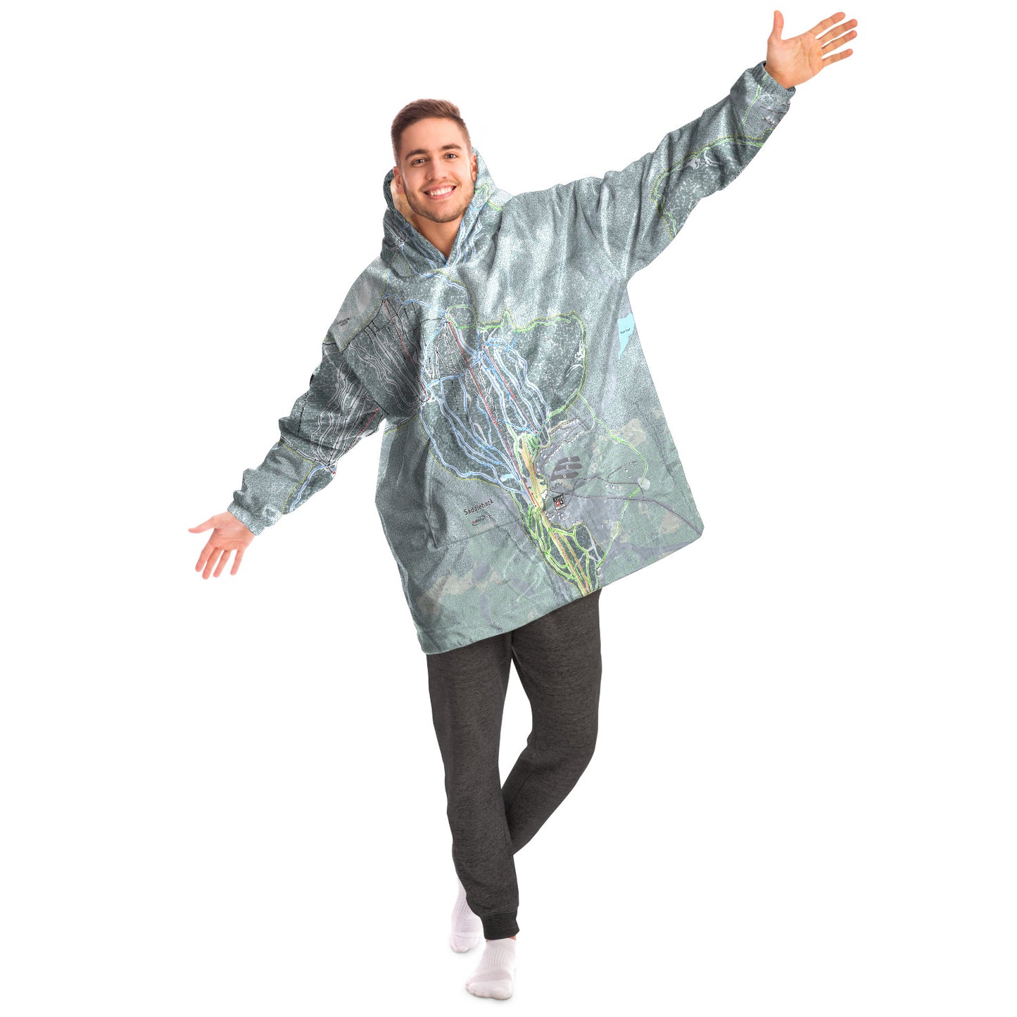 Saddleback, Maine Ski Trail Map - Snug Hoodie - Powderaddicts