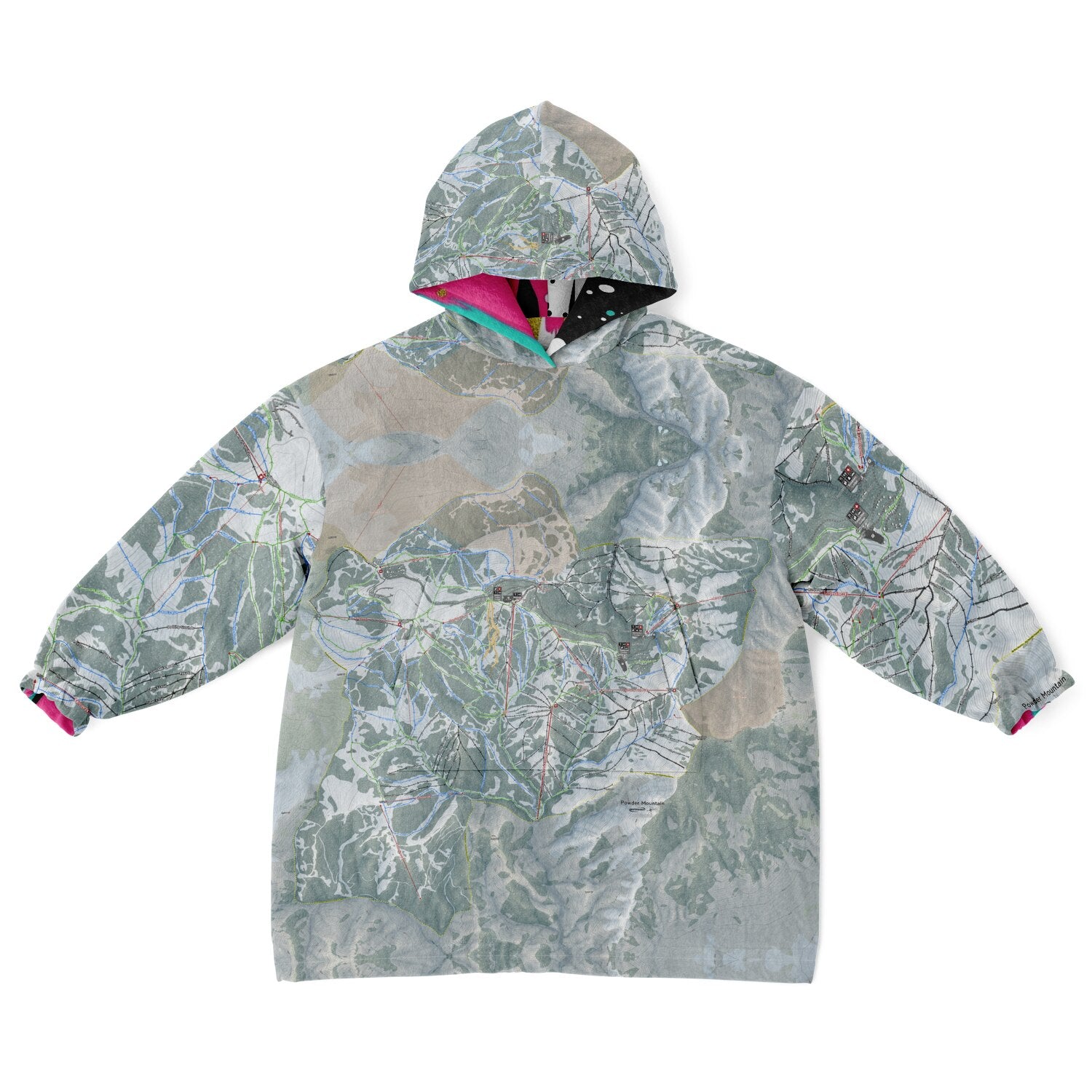 Powder Mountain, Utah Ski Resort Map Youth Reversible Snug Hoodie