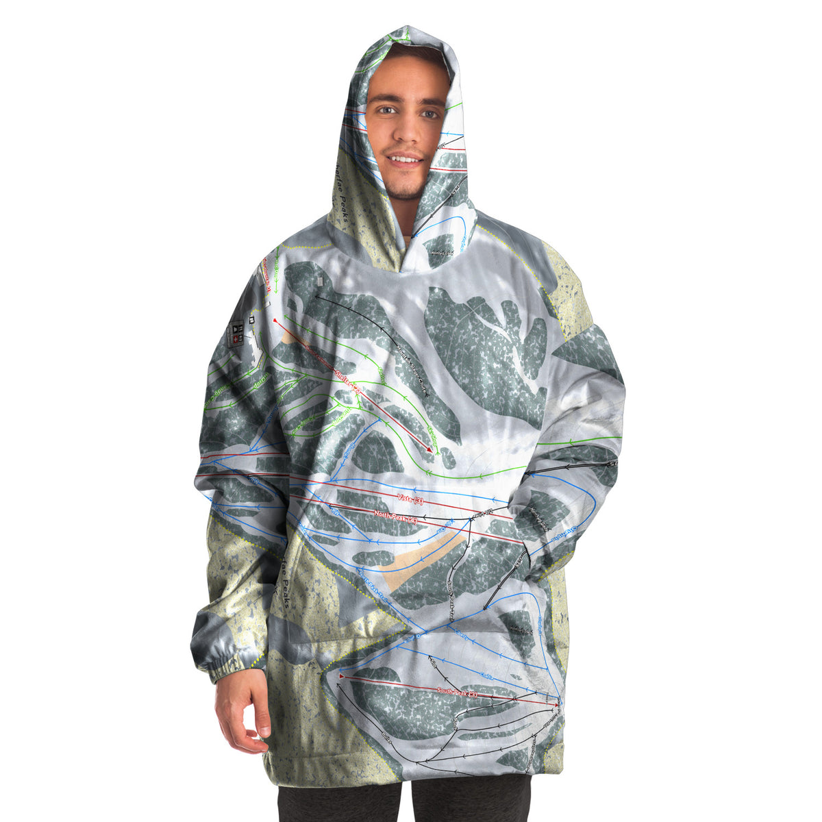 Caberfae Peaks, Michigan Ski Trail Map Snug Hoodie