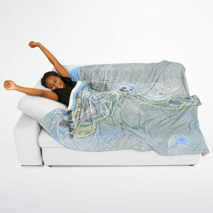 Wisp, Maryland Ski Resort Map Flannel Blanket Poncho