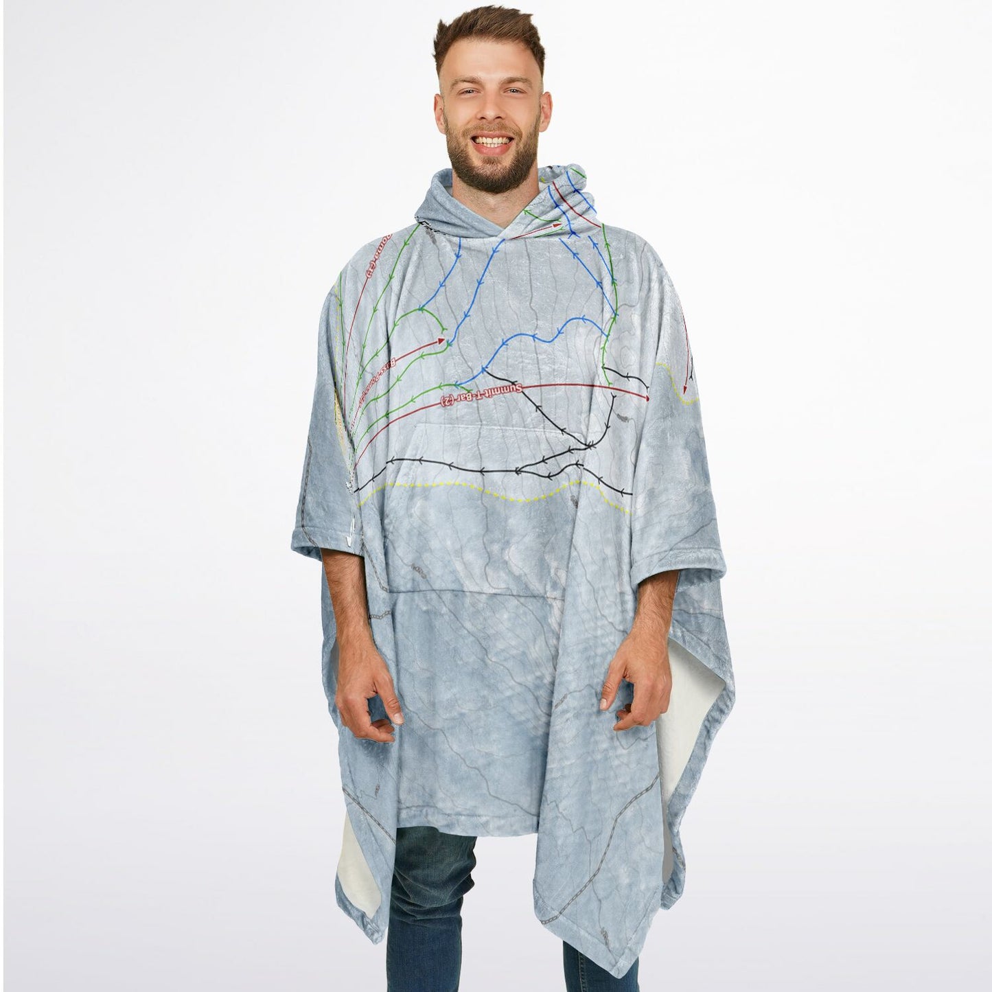 Ben Lomond Ski Resort, Australia Ski Resort Map Flannel Blanket Poncho - Powderaddicts