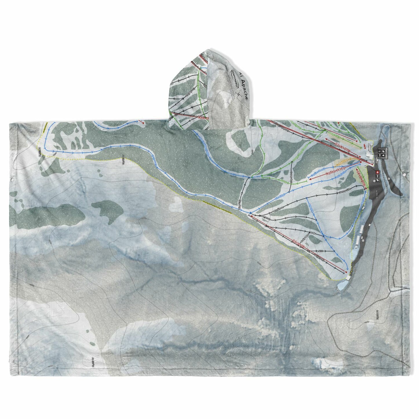 Ski Apache, New Mexico Ski Resort Map Flannel Blanket Poncho