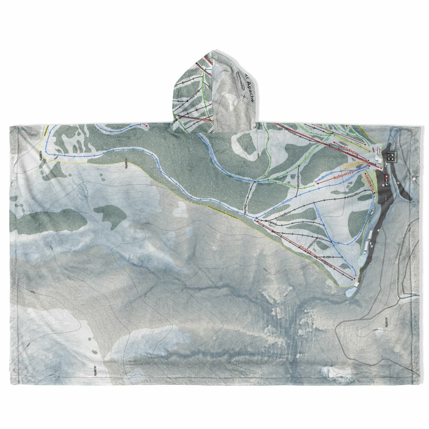 Ski Apache, New Mexico Ski Resort Map Flannel Blanket Poncho