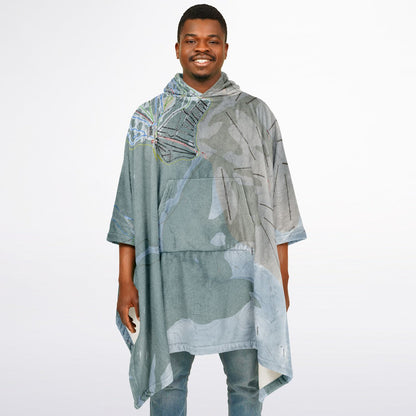 Ski Cooper, Colorado Ski Resort Map Flannel Blanket Poncho