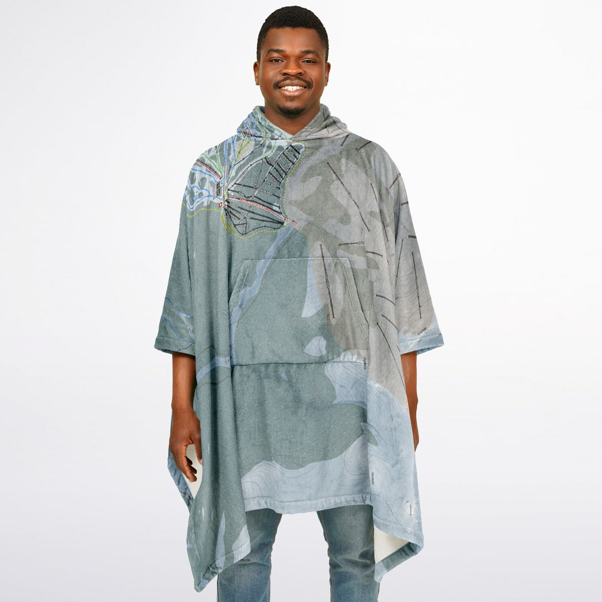 Ski Cooper, Colorado Ski Resort Map Flannel Blanket Poncho