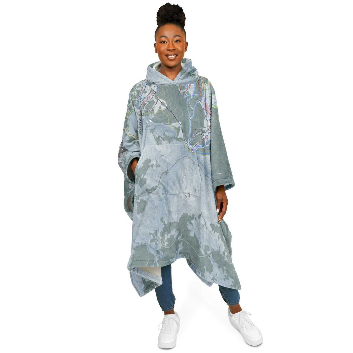 Perisher, Australia Ski Resort Map Flannel Blanket Poncho