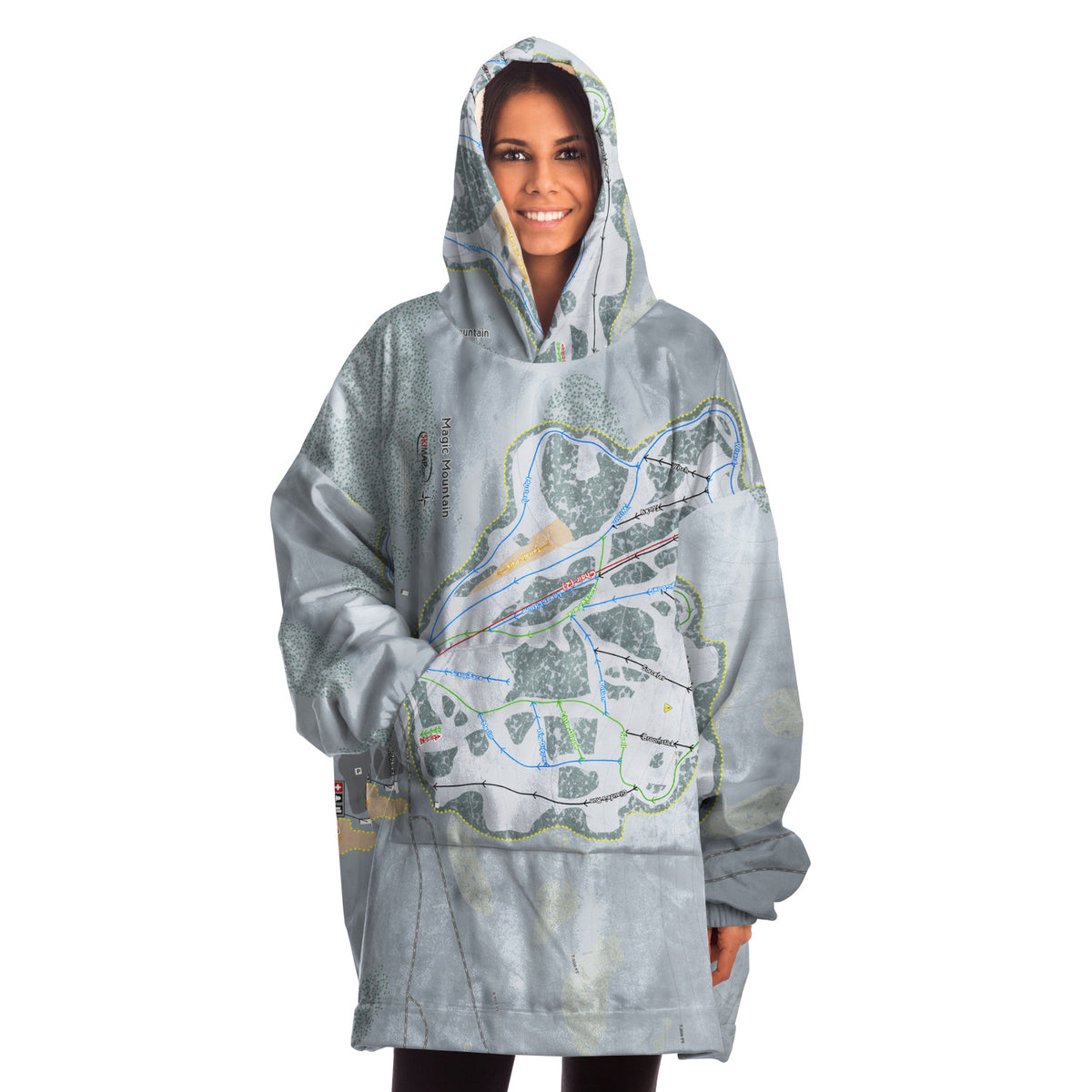Magic Mountain, Idaho Ski Trail Map Snug Hoodie