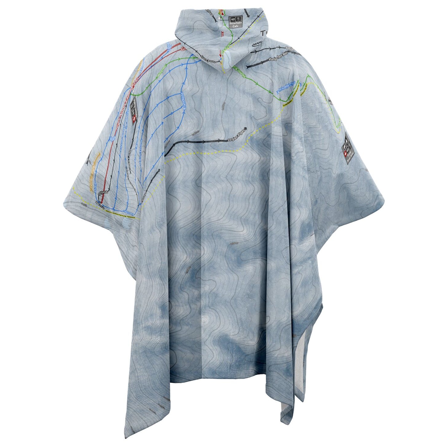 Turoa, New Zealand Ski Resort Map Flannel Blanket Poncho - Powderaddicts