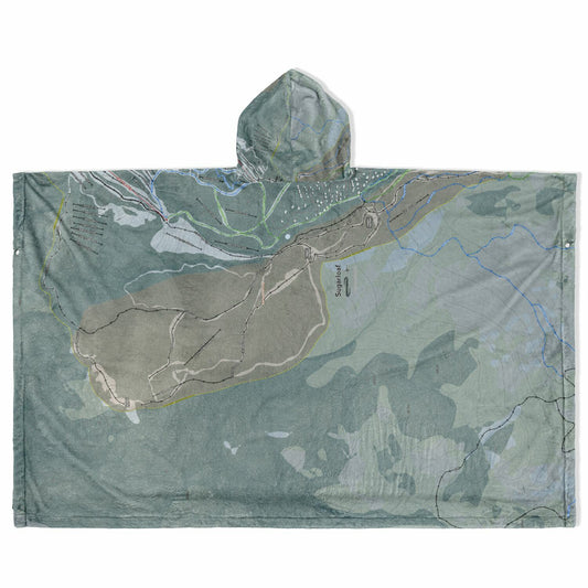 Sugarloaf, Maine Ski Resort Map Flannel Blanket Poncho