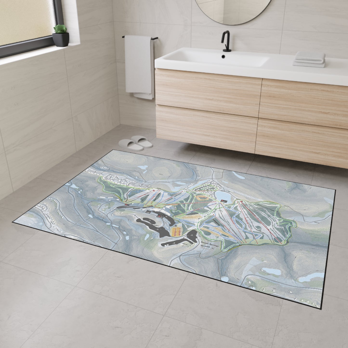 Seven Springs, Pennsylvania Ski Resort Map Heavy Duty Floor Mat
