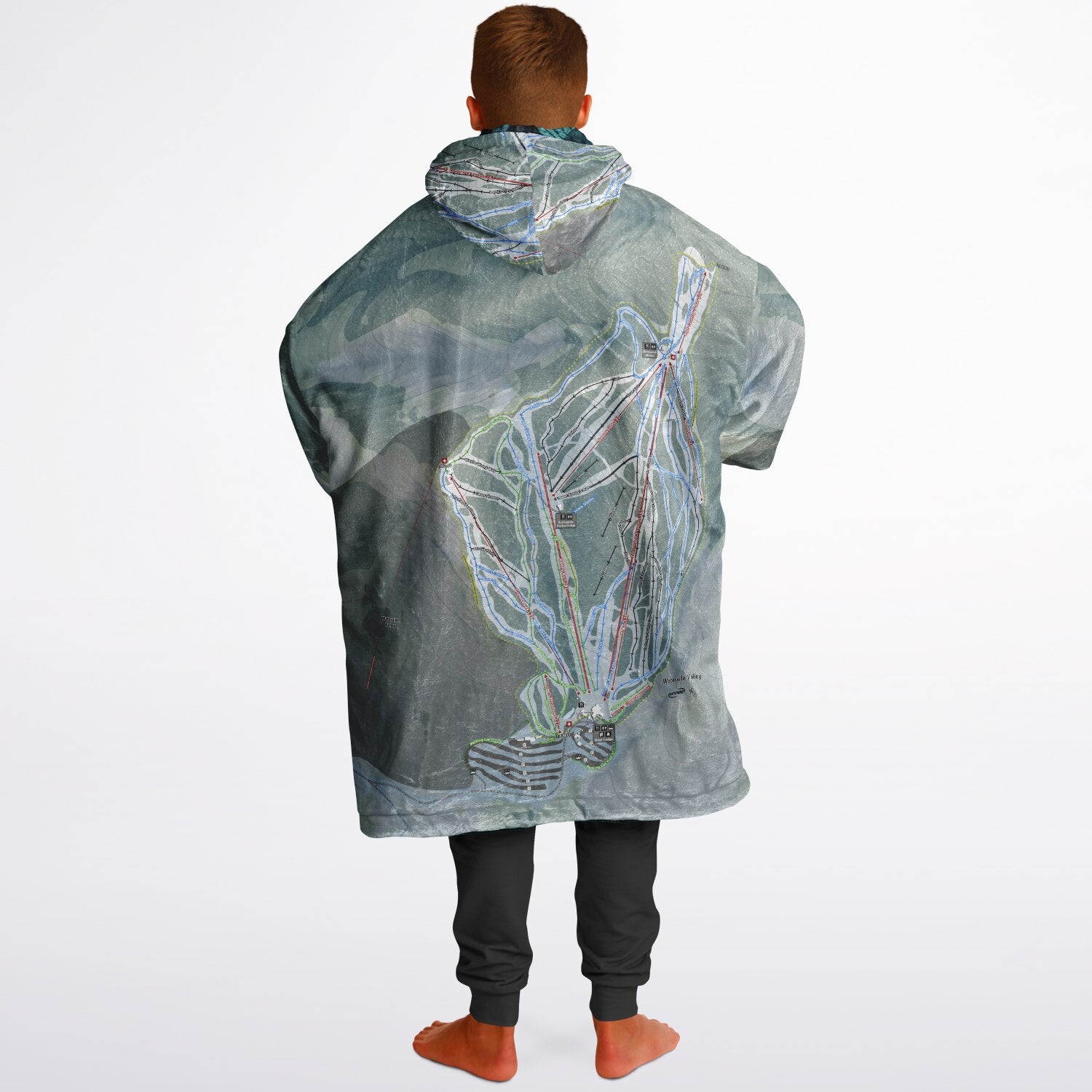 Waterville Valley, New Hampshire Ski Resort Map Reversible Snug Hoodie