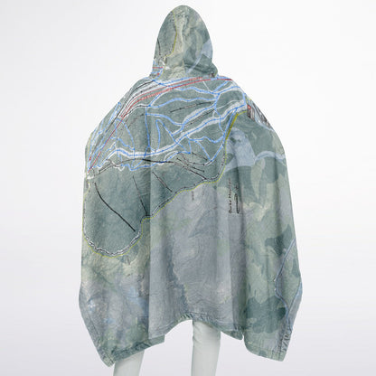 Burke Mountain, Vermont Ski Resort Map Flannel Blanket Poncho