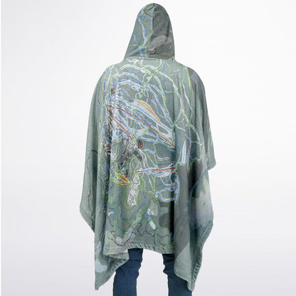 Silver Star, British Columbia Ski Resort Map Flannel Blanket Poncho