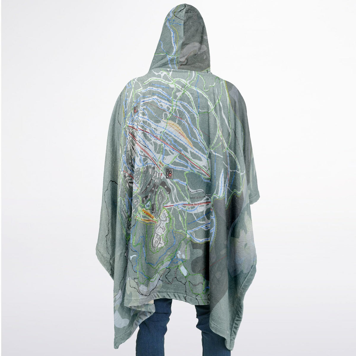 SilverStar, British Columbia Ski Resort Map Flannel Blanket Poncho