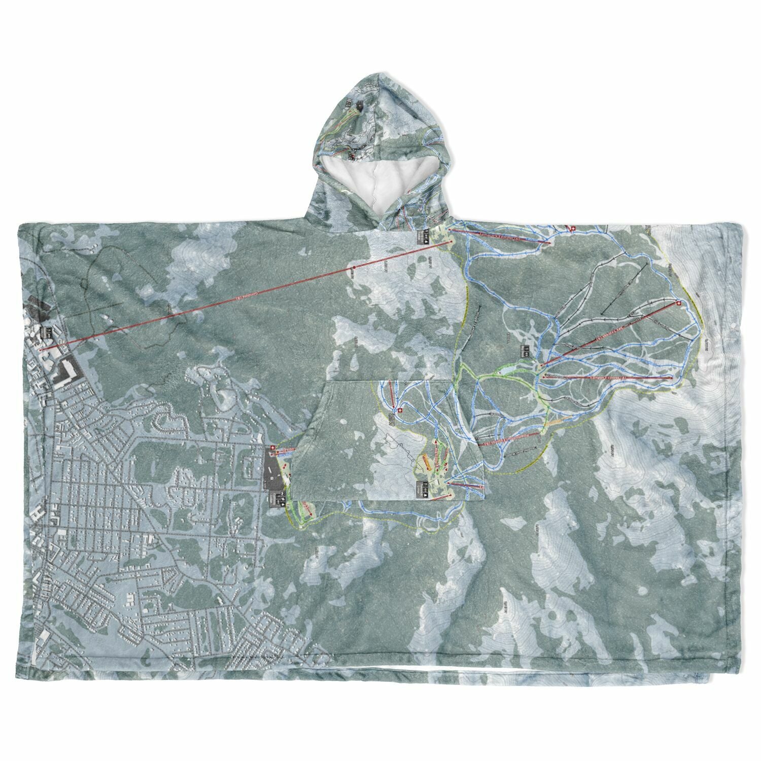 Heavenly, Nevada Ski Resort Map Flannel Blanket Poncho