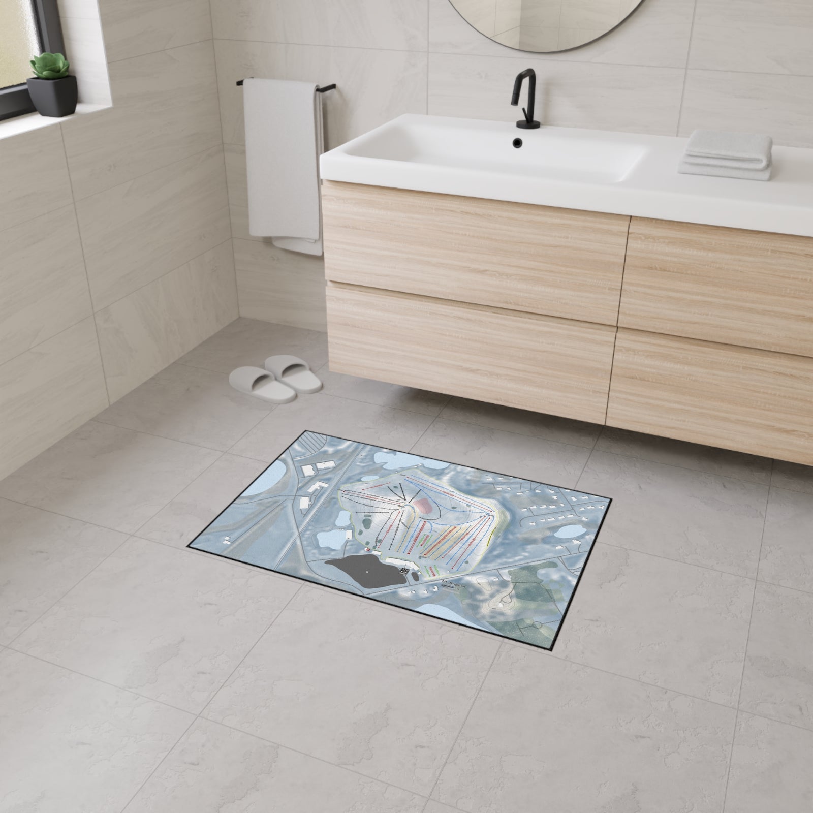 Mt Brighton, Michigan Ski Resort Map Heavy Duty Floor Mat