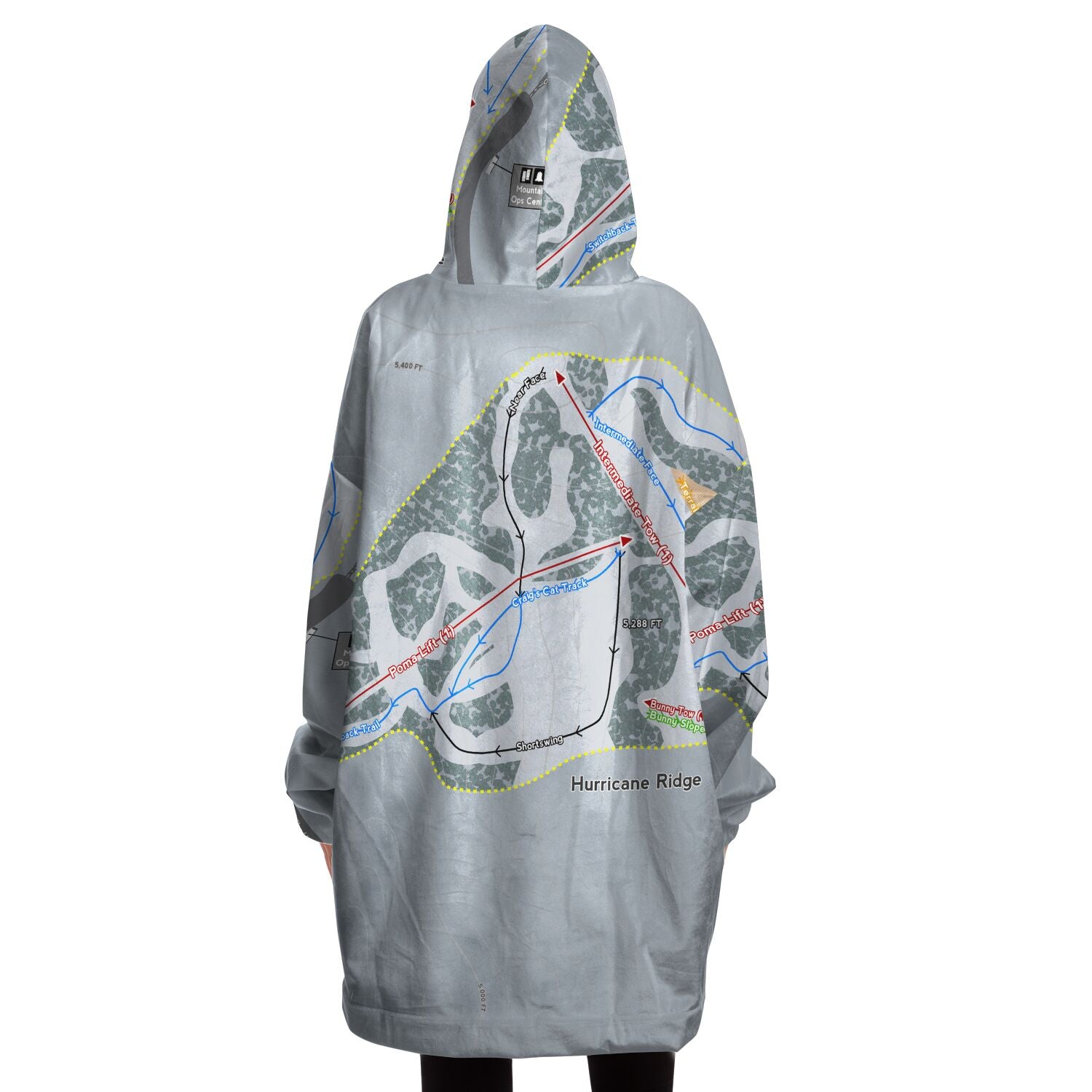 Hurricane Ridge, Washington Ski Trail Map Snug Hoodie