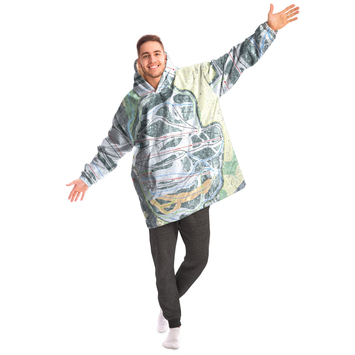Marquette Mountain, Michigan Ski Trail Map Snug Hoodie