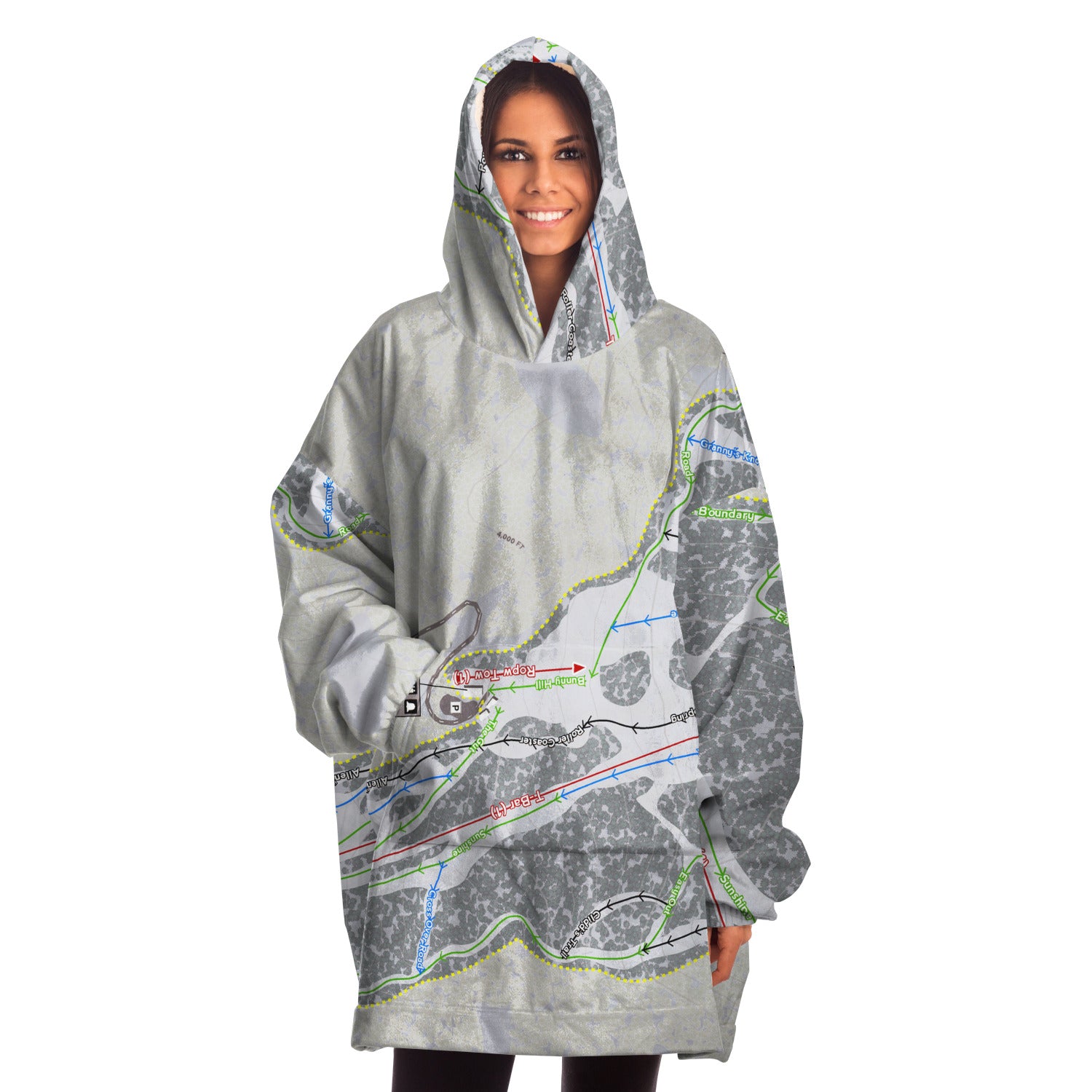 Bald Mountain, Idaho Ski Trail Map Snug Hoodie