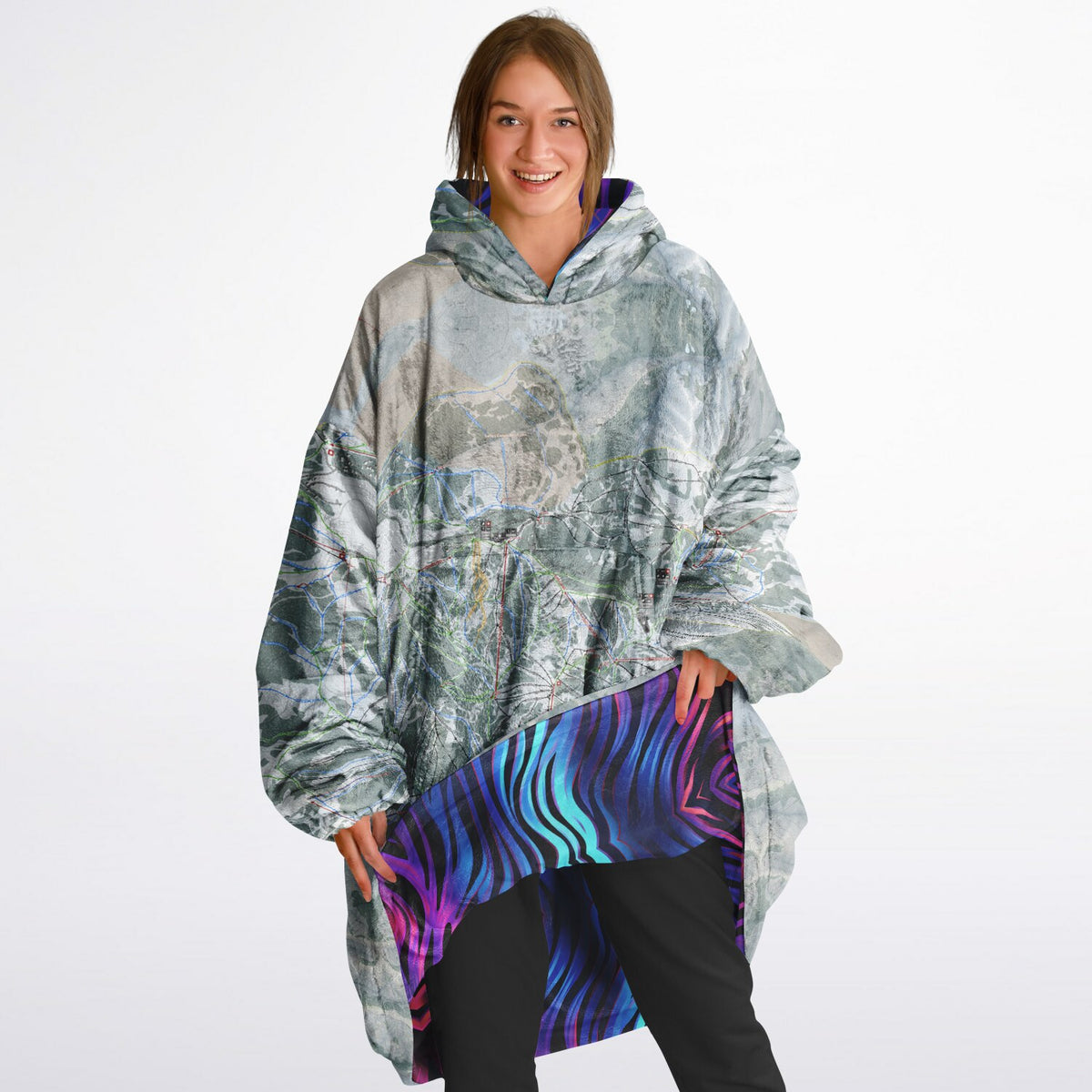 Powder Mountain, Utah Ski Resort Map Reversible Snug Hoodie