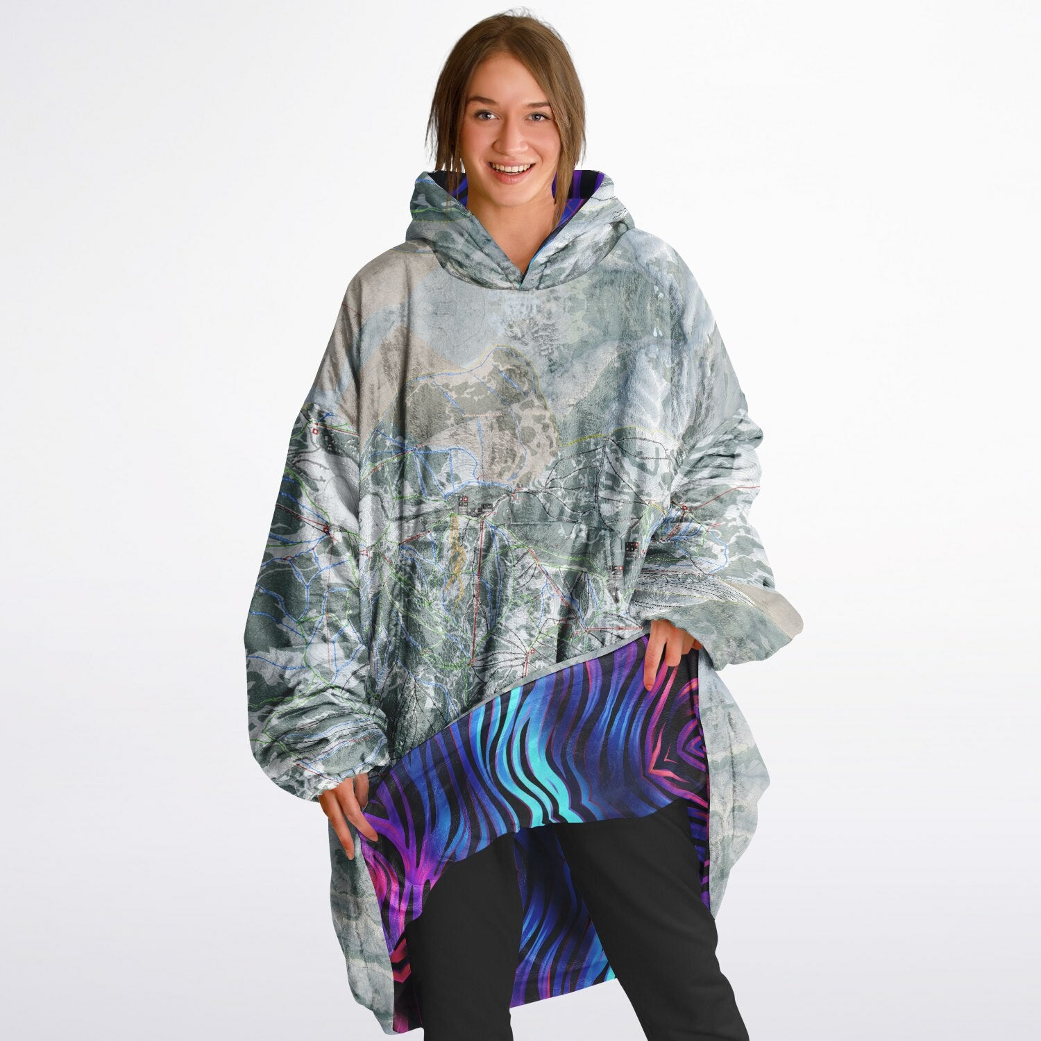 Powder Mountain, Utah Ski Resort Map Reversible Snug Hoodie