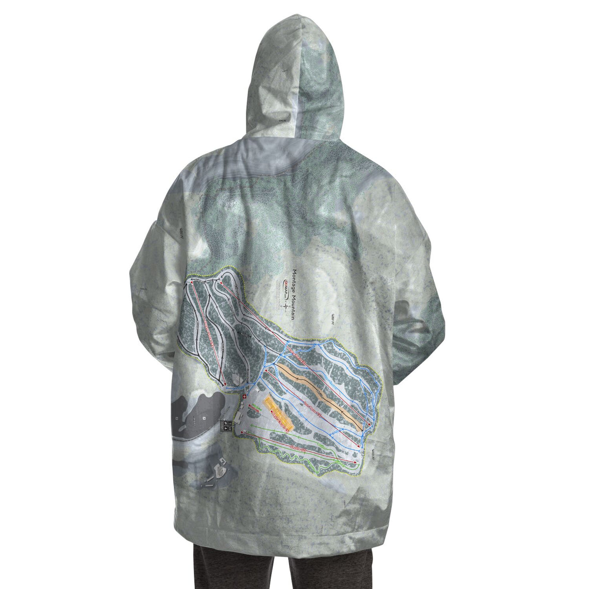 Montage Mountain, Pennsylvania Ski Trail Map Snug Hoodie