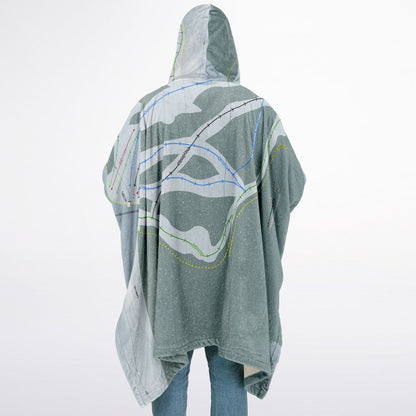Sitzmark, Washington Ski Resort Map Flannel Blanket Poncho