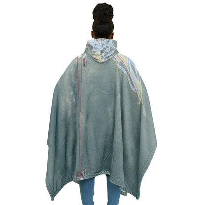 Grouse Mountain, British Columbia Ski Resort Map Flannel Blanket Poncho