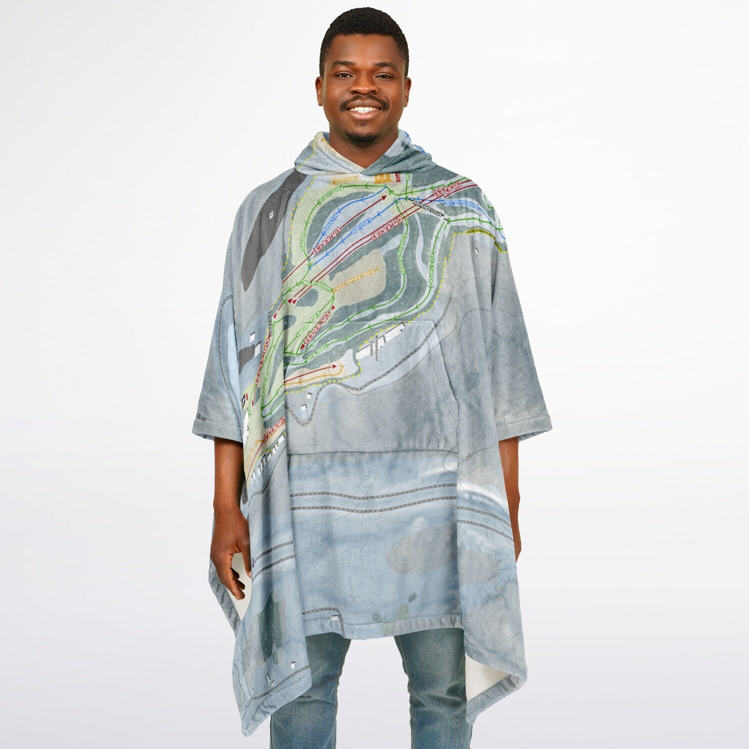 Winterplace, West Virginia Ski Resort Map Flannel Blanket Poncho