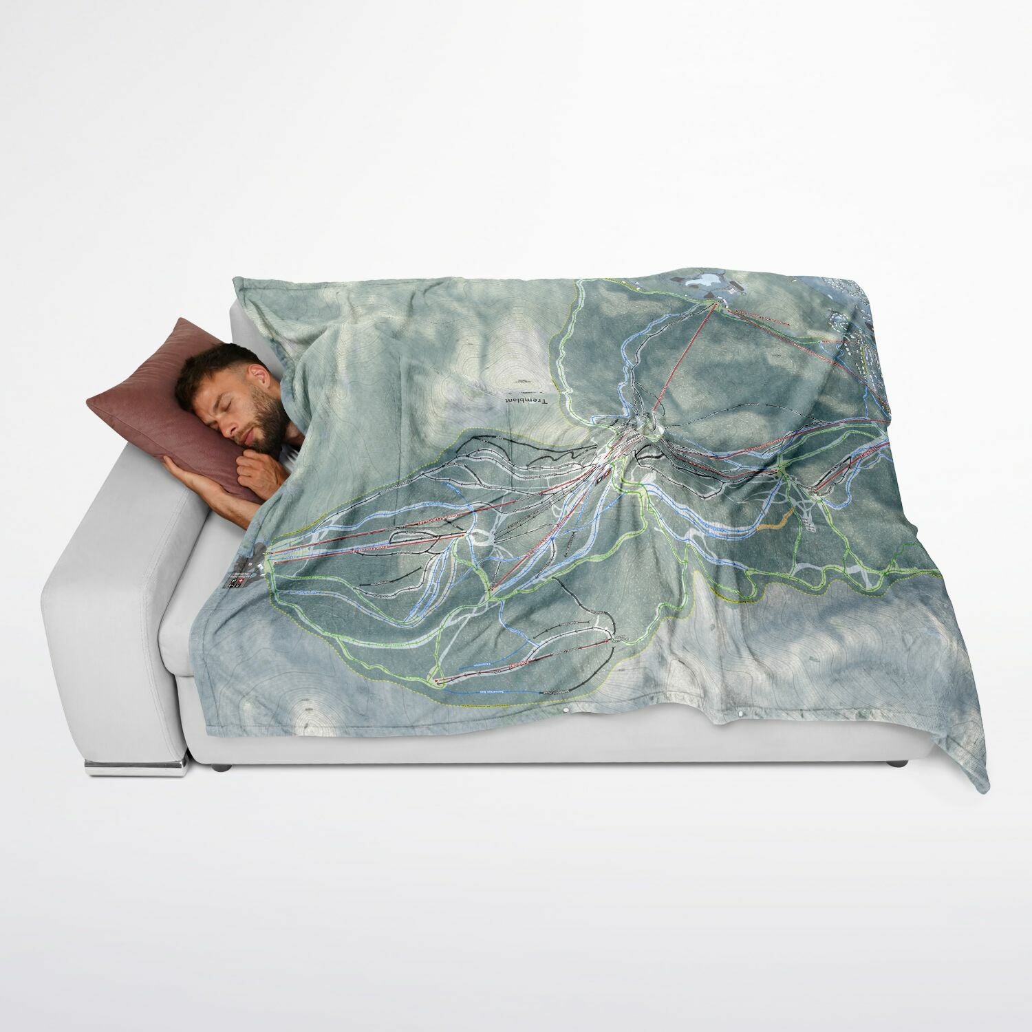 Tremblant, Quebec Ski Resort Map Flannel Blanket Poncho