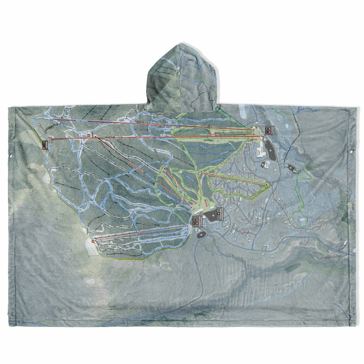 Jay Peak, Vermont Ski Resort Map Flannel Blanket Poncho